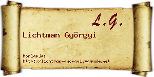 Lichtman Györgyi névjegykártya